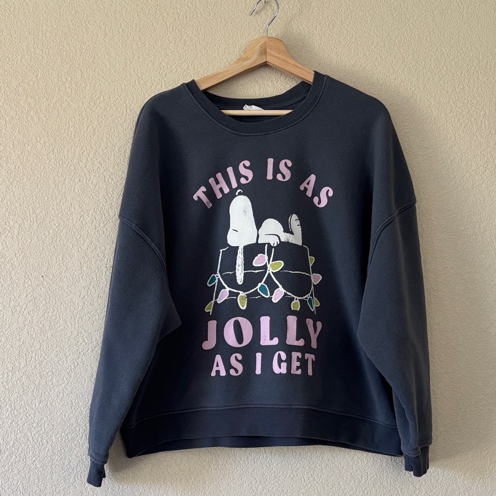 Peanuts Snoopy "This Is As Jolly As I Get" Christmas Sweatshirt - Picture 2 of 3